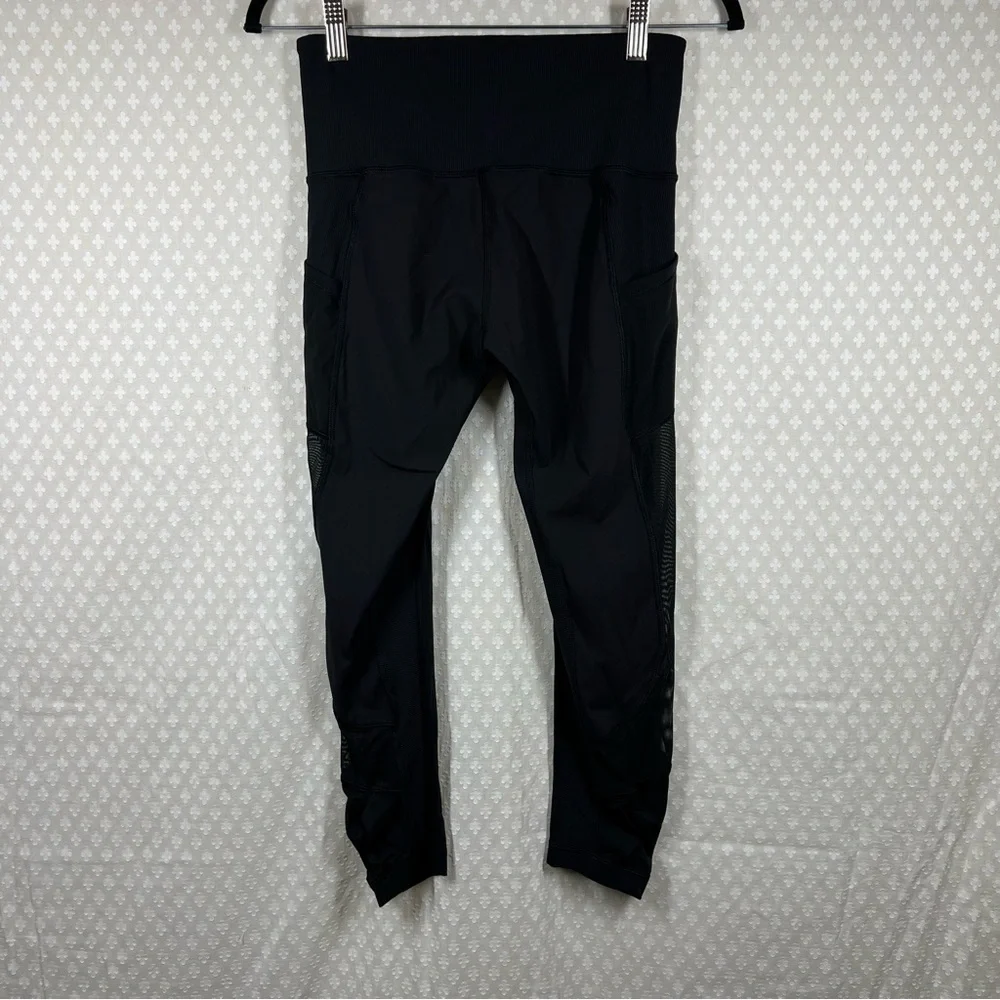 Lululemon Black High Rise Rib Mesh‎ Pocket Leggings